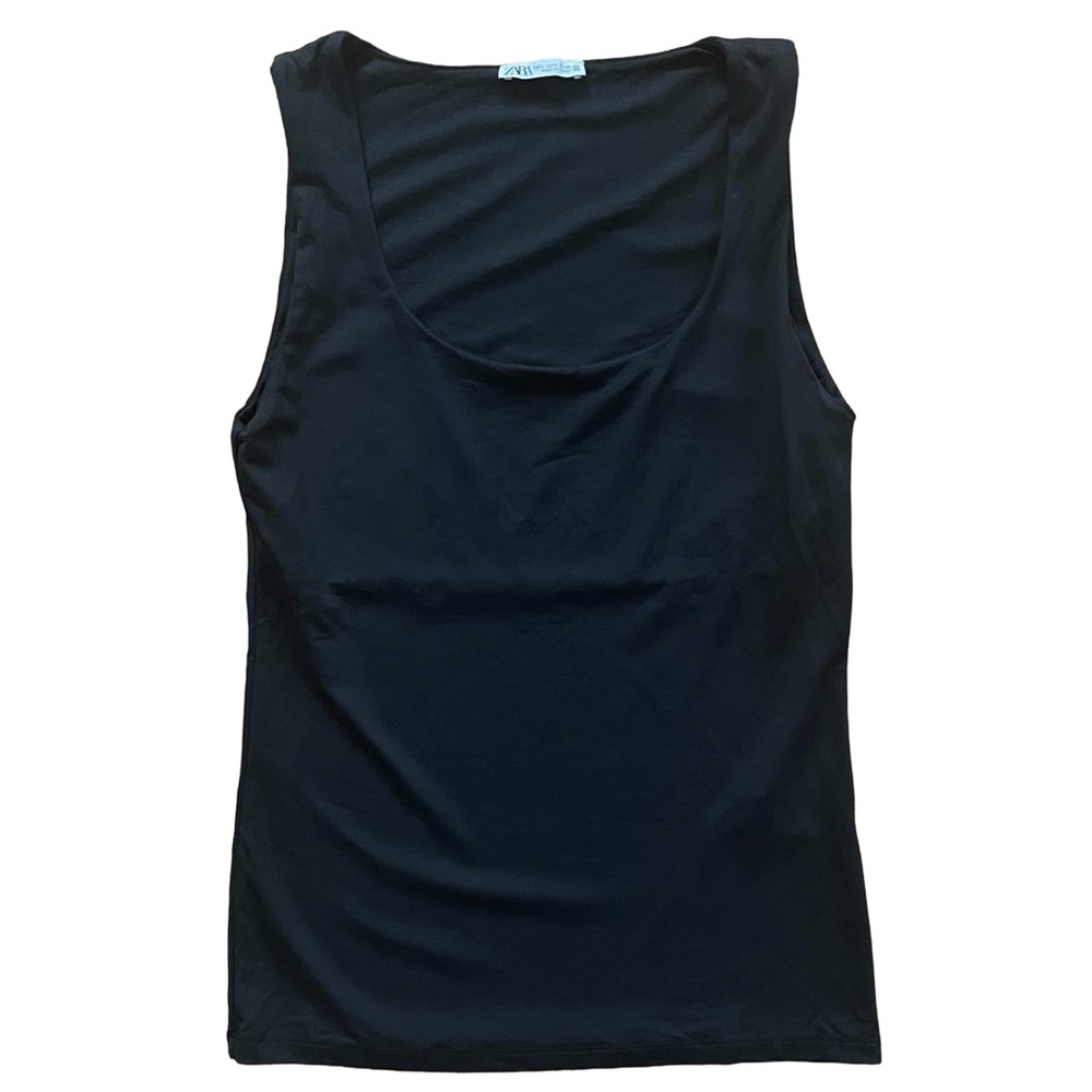 Zara Black Sleek Scoop Tank